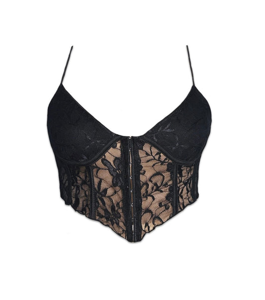 EVA LACE CORSET TOP BLACK