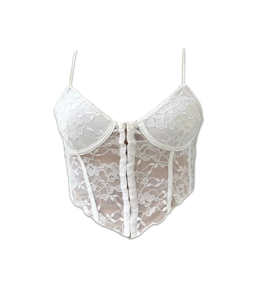 EVA LACE CORSET TOP WHITE