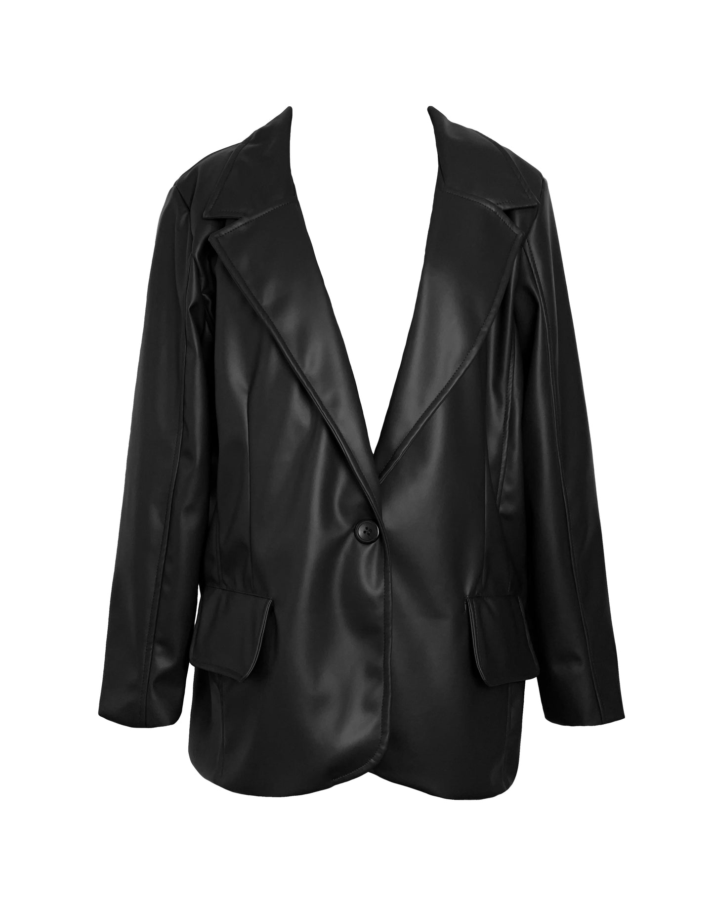 THE LEATHER BLACK BLAZER